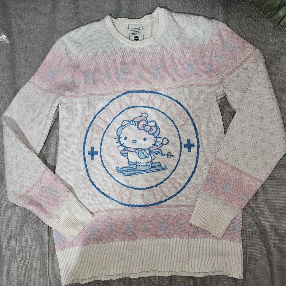 Sanrio Pink and White Hello Kitty Ski Club Sweater